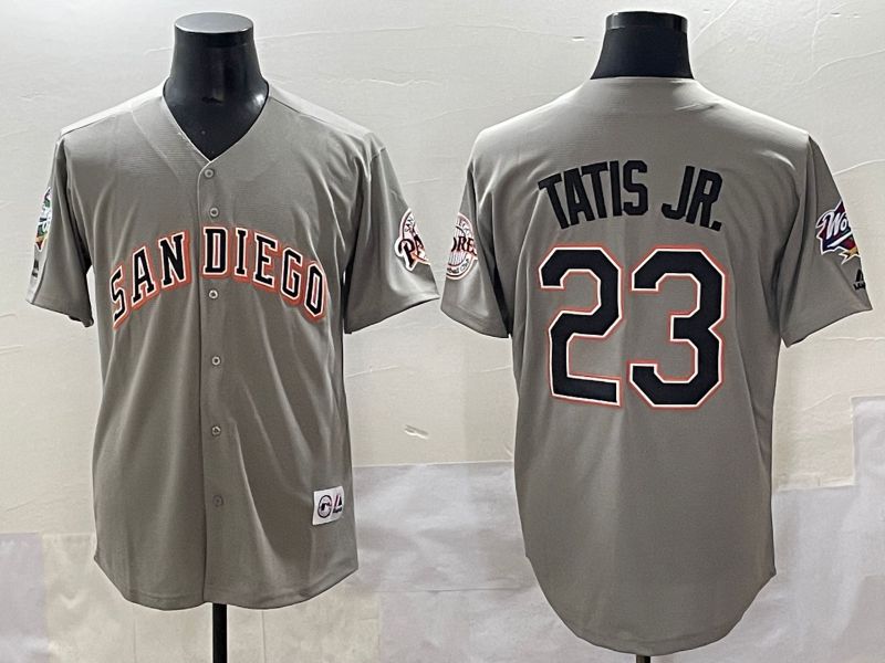 Men 2025 San Diego Padres #23 Tatis jr Grey Throwback Game Nike MLB Jersey style 1->san diego padres->MLB Jersey